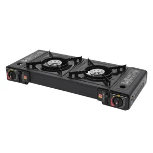 Portable Camping Stove with Storage Case, 2 Burner Outdoor Cooking System