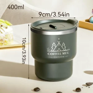 400ML Thermal Cup 304 Stainless Steel Double Layer Insulated Water Cup Portable Sealed Tumbler