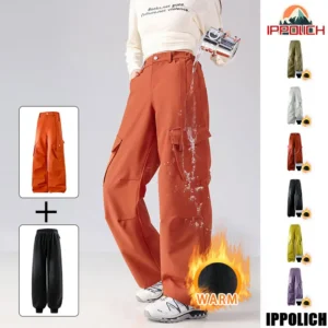 Outdoor Hiking Pants Woman 3 In 1 Removable Fleece Waterproof Camping Trousers Winter Large Pocket Windproof Cycling Travel Pant